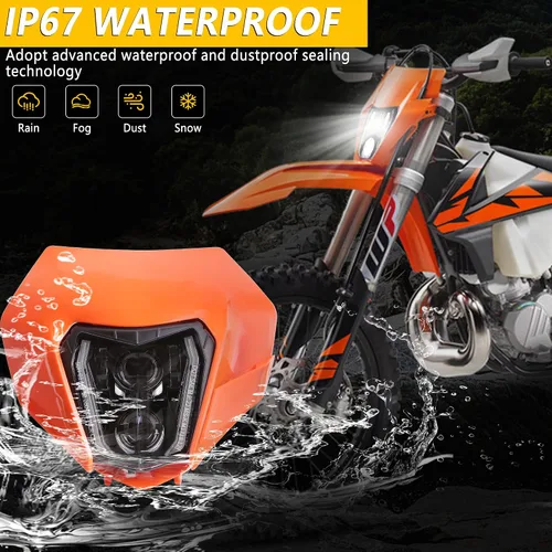 Miniatura 5 de RAMJET4X4 faro LED para motocicleta con luz diurna DRL compatible con motocross, pit bike, enduro, ATV, supermoto 150 250 350 450 500 SX XCW EXC SXF