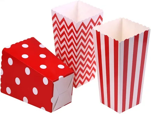 Miniatura 6 de Tvoip 36 unids/lote de cajas de palomitas de maíz coloridas para dulces, alimentos y chocolate, bodas, cumpleaños y películas (negro)