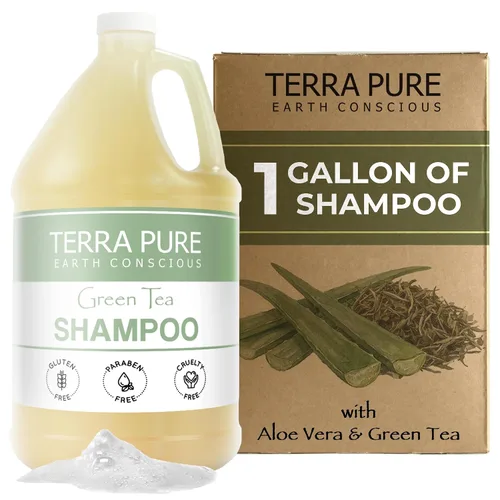 Terra Pure Champú de hotel | 1 galón | Para alquileres vacacionales y hoteleros para recargar dispensadores | (un galón)