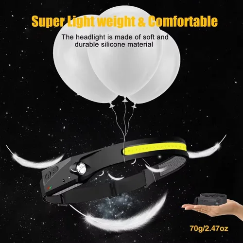 Miniatura 6 de Headlamp Rechargeable, 230° Wide Beam Head Lamp LED with Motion Sensor for Adults - Camping Accessories Gear, Waterproof Head Light Flashlight for