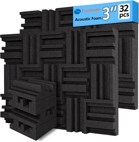 Miniatura 8 de TroyStudio Paneles de Espuma Acústica Engrosados de 12 X 12 X 3 Pulgadas en Patrón de Difusión, 12 Piezas Difusor de Espuma Absorbente de Sonido