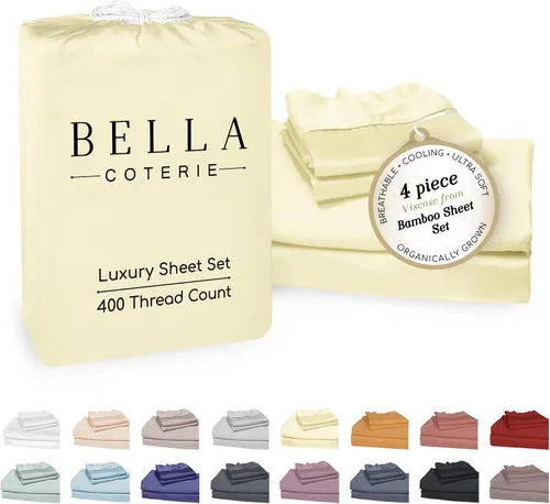 Miniatura 45 de Bella Coterie - Juego de sábanas de lujo de viscosa de bambú para cama tamaño split king 2 sábanas ajustadas para camas Sleep Number y camas 06