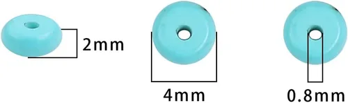 Miniatura 2 de BEADIA Abalorios separadores naturales de turquesa azul 4mmx2mm 38cm para hacer joyas con cuentas 4mmx2mm 38cm Azul turquesa