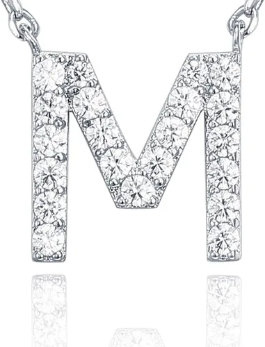 Miniatura 144 de PAVOI 14K White Gold Plated Cubic Zirconia Initial Necklace Letter Dainty Necklaces for Women