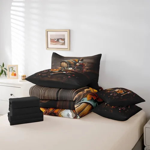 Miniatura 6 de Whisky - Juego de ropa de cama de 7 piezas tamaño individual, cama de vidrio de hielo de whisky en una bolsa para niños, juego de edredón retro