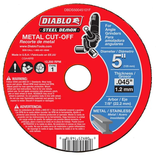 Miniatura 11 de Diablo Disco de corte de metal de diamante para metal, durabilidad extrema y larga vida útil, segmentado, 5 pulgadas de diámetro, eje de 7/8