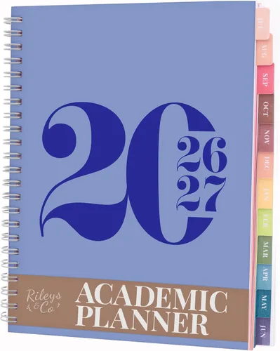Rileys - Agenda académica 2026-2027, agenda diaria, semanal y mensual, julio de 2026 a junio de 2027, páginas de notas para estudiantes,