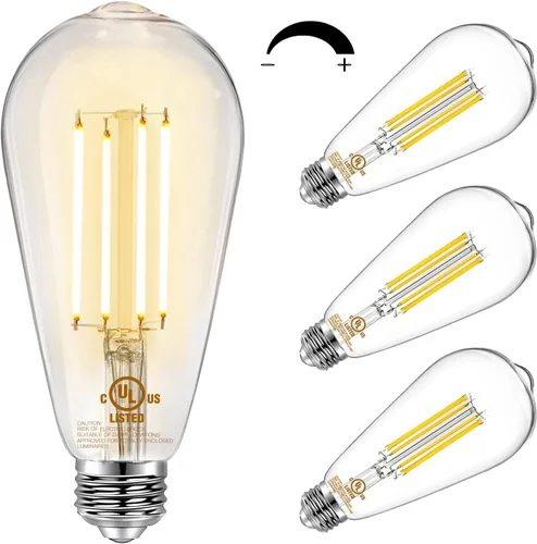 Miniatura 17 de DAYBETTER Paquete de 4 bombillas LED Edison vintage, bombilla LED E26 equivalente a 60 W, bombillas LED regulables, 8 W de alto brillo, 800 lúmenes