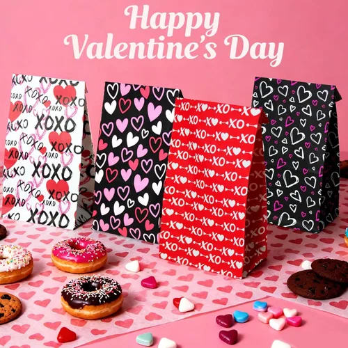 Miniatura 2 de Bolsas de San Valentín de Haobell - 24 piezas de bolsas de regalo de San Valentín con pegatinas para fiestas en el aula, niños, compañeros