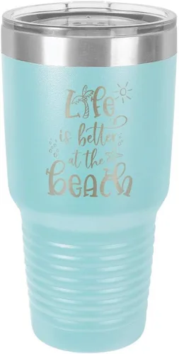 Miniatura 14 de La vida es mejor en la playa 3 grabado 30 oz vaso de acero con recubrimiento de polvo grabado láser taza de viaje de camello polar libre de BPA