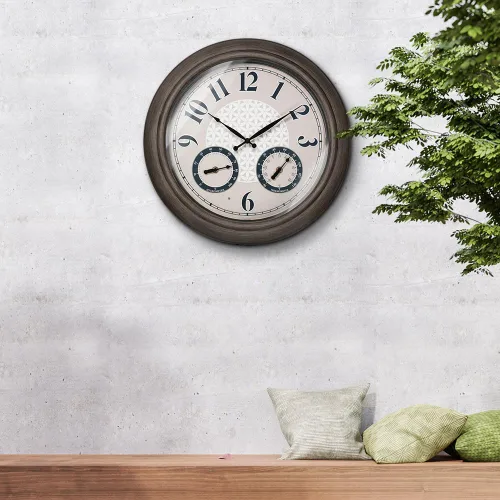 Miniatura 2 de Presentime & Co. Reloj iluminado para exteriores de 18 pulgadas, resistente al agua, reloj de pared grande iluminado con termómetro e higrómetro
