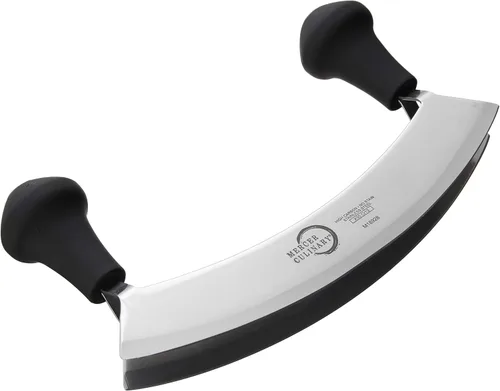 Miniatura 5 de Mercer Culinary Cuchillo de doble hoja mecedora Mezzaluna con mango, 7 pulgadas, acero inoxidable