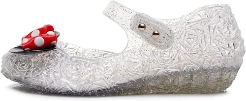 Miniatura 3 de Zapatos de gelatina para niñas, sandalias de cumpleaños de princesa de reina de la nieve para niñas pequeñas, sandalias azules con purpurina