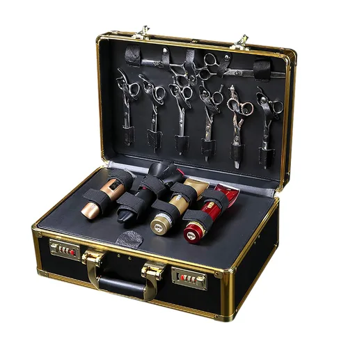 Miniatura 11 de CNCEST Estuche de transporte para peluquería, kit de herramientas de peluquería grande para salón de belleza, estuche de transporte portátil de Negro