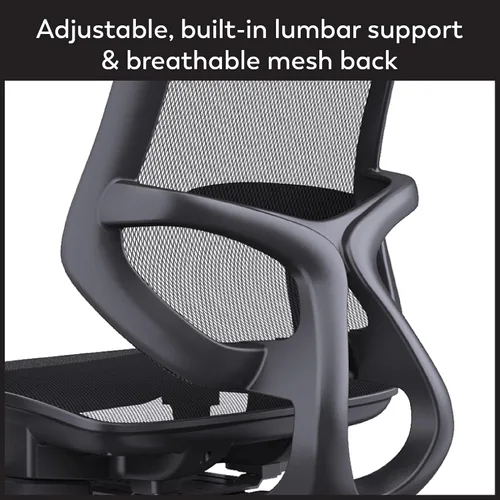 Miniatura 3 de WorkPro Silla de oficina ergonómica de malla y malla con respaldo medio, negro/negro, compatible con BIFMA