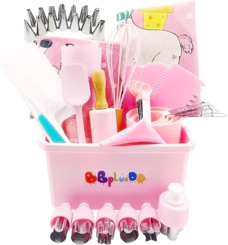 Juego de 76 piezas para hornear y cocinar para niños, delantal para padres e hijos, kit de decoración de tartas, bolsas y puntas, utensilios de