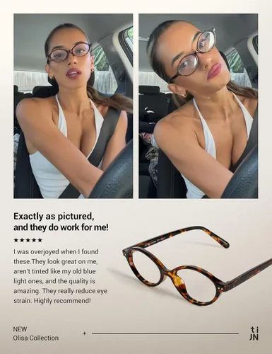 Miniatura 3 de TIJN Olisa Blue Light Blocking Glasses for Women Men,Oval Glasses Frame Bluelight Glasses for GamingComputerScreen