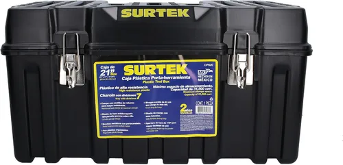 Miniatura 3 de SURTEK Caja de Herramientas - 21" x 11" x 10" Portaherramientas Móvil con Construcción de Plástico ABS Moldeado y Diseño de Cierre Metálico de Doble