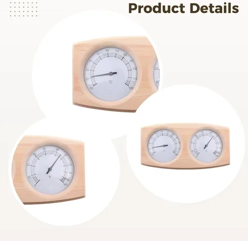 Miniatura 5 de Sauna Thermometer & Hygrometer, Wooden 2-in-1 Gauge, Temperature Humidity, 0.53 Lbs