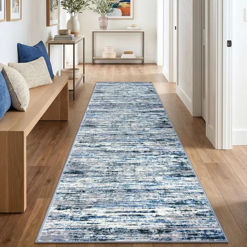 Miniatura 87 de Alfombra de pasillo moderna Lansny 2 x 6 pulgadas, alfombra de cocina lavable verde mostaza multicolor, alfombra antideslizante suave para pasillo