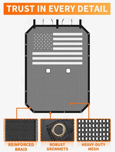Miniatura 2 de Savadicar Parasol completo de malla para Jeep Wrangler JK JKU 2007-2018 de 4 puertas, proporciona protección UV, poliéster duradero, color negro