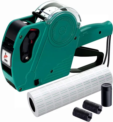 Miniatura 11 de KPX MX5500 Pistola de etiquetas de precios con 5150 calcomanías de pistola de etiquetas blancas y 3 rodillos de tinta adicionales, pistola de Rojo