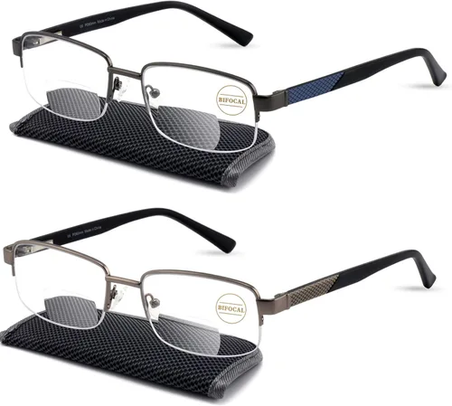 Miniatura 13 de Missfive Gafas de Lectura Multifocales Premium para Hombres con Bloqueo de Luz Azul, Marco de Metal Progresivo con Bisagra de Resorte Irrompible