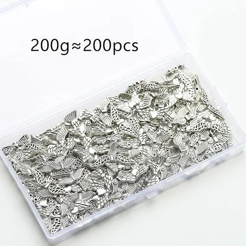 Miniatura 2 de DAHI 200pcs Angel Wing Crafting Set Wing Spacer Beads Wing Beads Metal Bead Caps Pearl Angel for Crafting Accessories with Carabiner Clasp