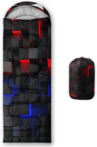 Miniatura 19 de BSNTHO Saco de dormir para camping, 3 estaciones, clima cálido y fresco, ligero, saco de dormir impermeable para adultos y niños, viajes y al aire