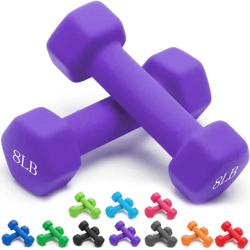 Miniatura 53 de Portzon Mancuernas con Pesos 10 Opciones de Colores Compatibles con Juego de 2 Mancuernas de Neopreno, 1-15 Libras, Antideslizantes, No se Ruedan