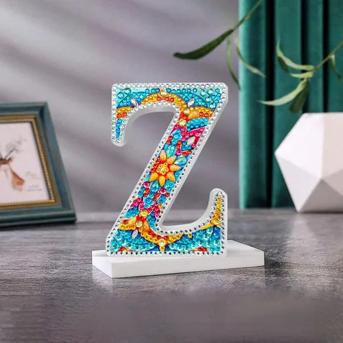 Miniatura 30 de YOYA Letras de Artesanía de Madera con Arte de Diamantes 5D de 6 Pulgadas para Decoración de Pared, Kits de Arte de Diamantes de Letras de A