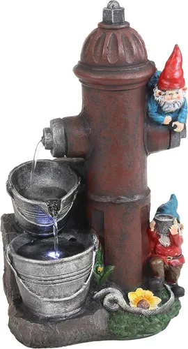 Sunnydaze Fuente de agua al aire libre de 16 pulgadas con luz LED - Bomba eléctrica sumergible - Poliresina