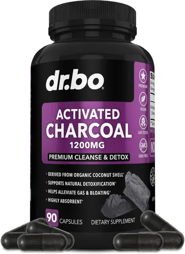 Cápsulas de carbón activado Cleanse Detox – 1200 mg pastillas de carbón de coco orgánico para gases estomacales y alivio de la hinchazón para