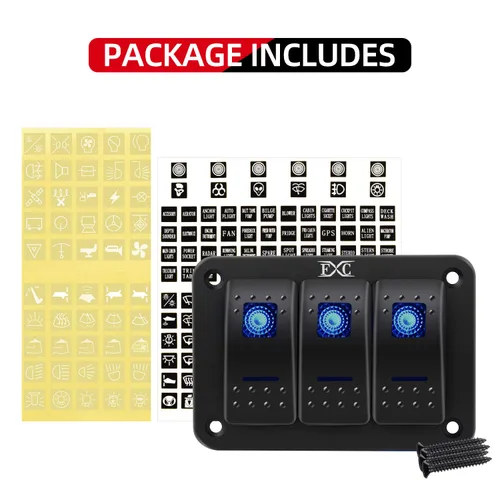 Miniatura 3 de FXC Panel de Interruptor Basculante de Aluminio 3 Bandas Interruptores de Palanca 5 Pines ENCENDIDO/APAGADO 2 LED Retroiluminado para Barco Coche 3