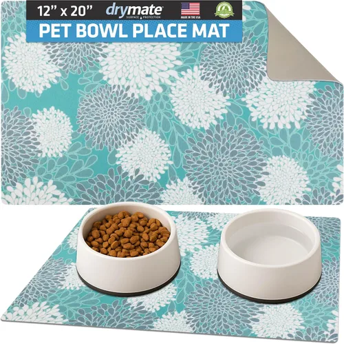 Miniatura 14 de Drymate Mantel individual con tazón para mascotas, tapete de alimentación para perros y gatos, tela absorbente, respaldo impermeable, Madera