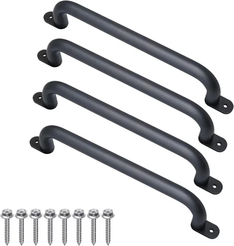 Paquete de 4 manijas negras de seguridad para patio de recreo de 17 pulgadas, juego de columpios, accesorios para agarraderas, mango de agarre para