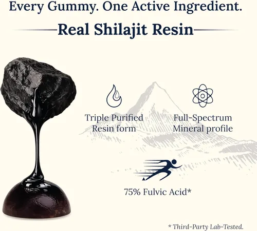 Miniatura 2 de Miresi Gomitas Shilajit - Sabor a arándanos Ricas en ácido fúlvico y más de 85 minerales traza Apoya la energía, la resistencia