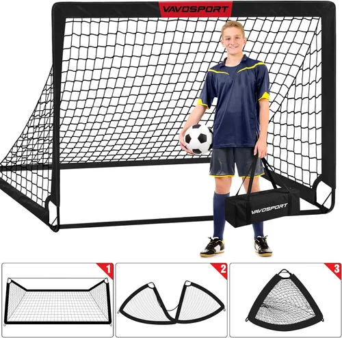 Miniatura 4 de Juego de porterías de fútbol para niños para patio trasero – 2 de 4 x 3 pies, equipo portátil de entrenamiento de portería de fútbol, red de fútbol