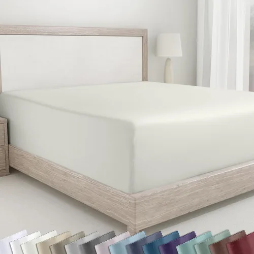 Miniatura 23 de California Design Den - Sábana bajera ajustada de algodón con bolsillo profundo, suave de 400 hilos, 100 % algodón satinado, ajuste ceñido, elástico
