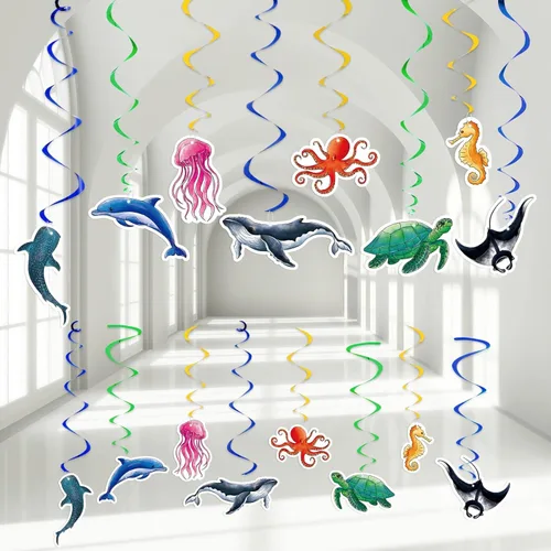 Miniatura 10 de WERNNSAI Decoraciones Colgantes de Remolino de Animales de Granja - 16 Piezas de Remolinos Colgantes de Papel de Aluminio para Techo, Suministros