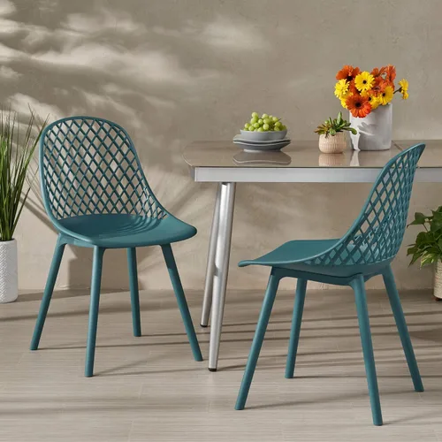 Miniatura 2 de Delora Silla de comedor moderna para exteriores (juego de 2), color verde
