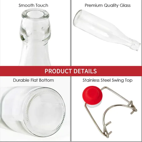 Miniatura 3 de Botellas de vidrio de 8 onzas con tapas herméticas, botellas de cerveza para elaboración casera de 8.5 fl oz, botellas de kombucha para bebidas