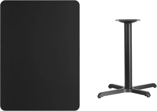 Miniatura 2 de Flash Furniture Mesa rectangular laminada negra de 30 x 42 pulgadas con base de altura de mesa de 23.5 x 29.5 pulgadas