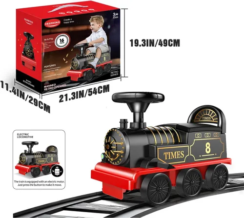 Miniatura 5 de Juguetes de Tren para Montar Conjunto de Tren Eléctrico con Vía de 2 Asientos Vagón de Carga, Música, Luz Regalos de Navidad y Cumpleaños para Niños