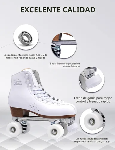 Miniatura 3 de PAPAISON Patines de ruedas para mujeres y hombres, de lujo de 2 capas de microfibra de cuero de doble fila - Patines clásicos de ruedas para niñas