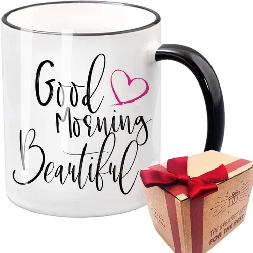 Bonita taza de aniversario de boda con texto en inglés "Good Morning Good Morning" para mujer, regalo de cumpleaños novedoso para esposa, novia,