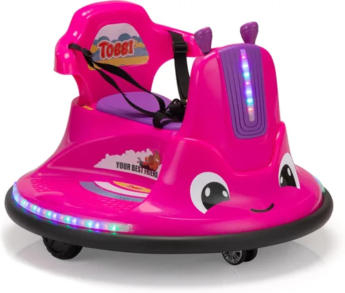 Miniatura 12 de TOBBI Caracol Auto Chocador para Bebé, Juguete Eléctrico de 12V para Niños con Control Remoto/Calcomanías Divertidas DIY para Niños/Giro de 360 Azul