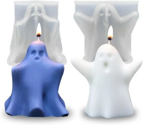Miniatura 8 de 2 piezas de molde de vela de calabaza molde de silicona de resina de Halloween para bricolaje velas de aromaterapia cera yeso polímero arcilla
