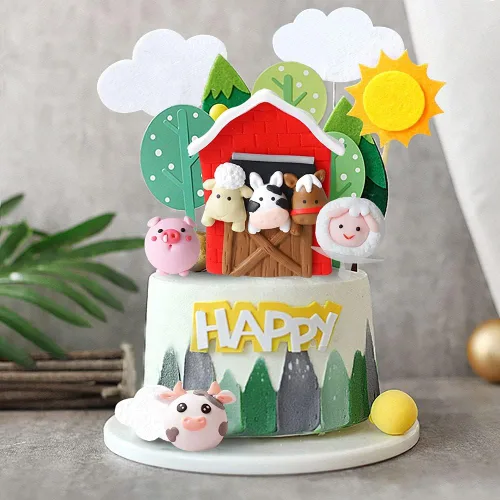 Miniatura 6 de JeVenis Little Farm - Juego de decoración de tartas de animales de granja, ovejas, vacas, cerdos para baby shower y fiestas de cumpleaños