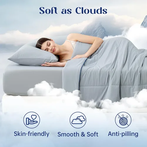 Miniatura 5 de Edredón refrescante Dream Valley Outlast® Queen, Manta de enfriamiento de grado NASA para personas que duermen con calor, Edredón lujoso para todas